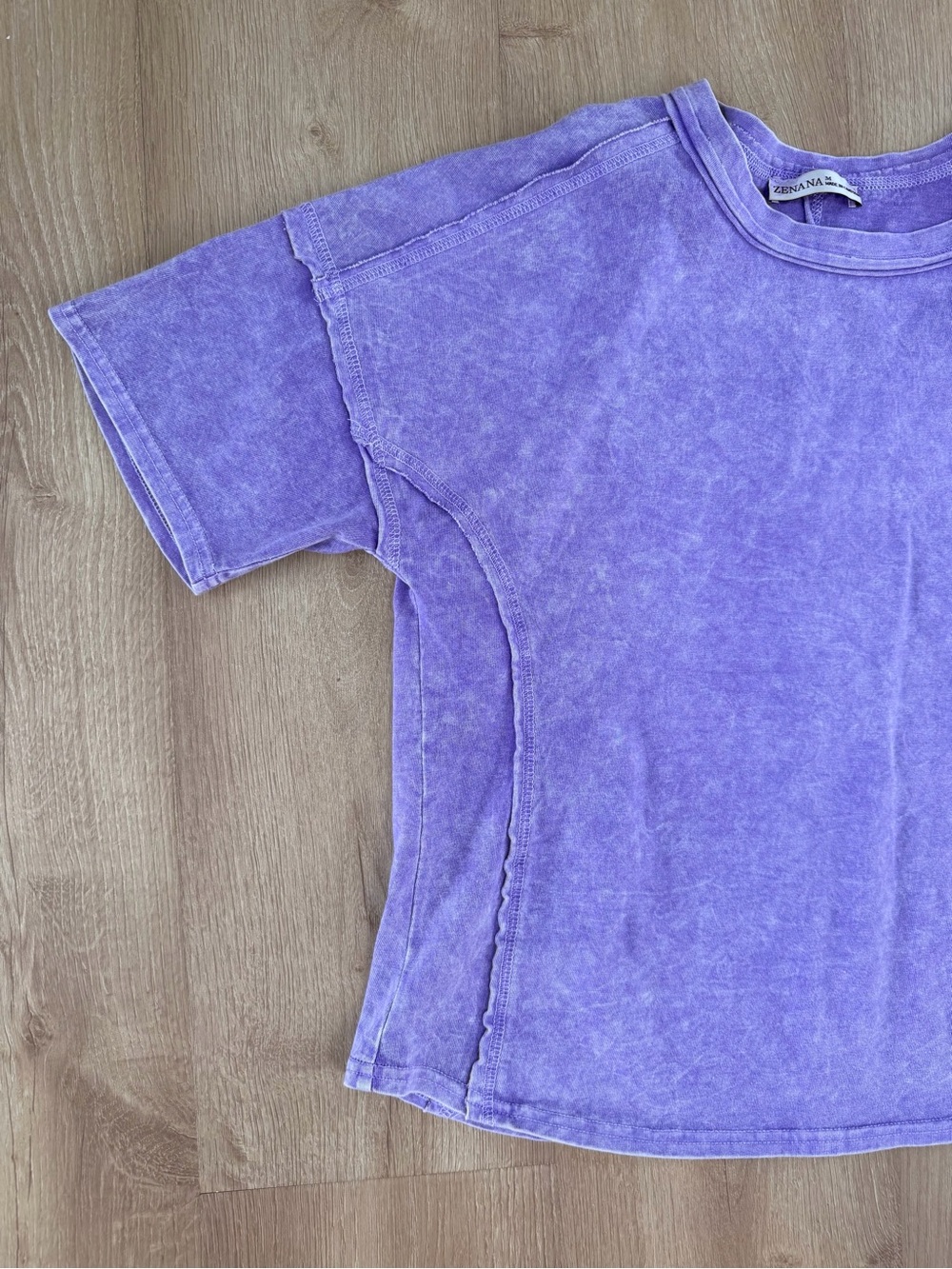 Zenana Outfitters Lavender Mineral-Wash Short Sleeve Set - Picture 3 of 11